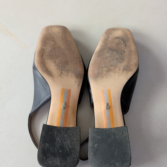 Sam Edelman Black Leather Slingback Heels Pumps SZ 8 Comfy Casual Office Church - Picture 7 of 11
